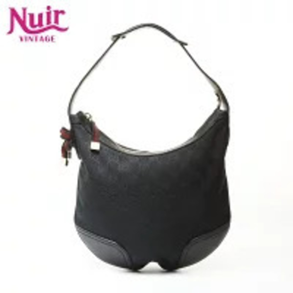 Gucci GG Canvas One Shoulder Hobo Bag Black
